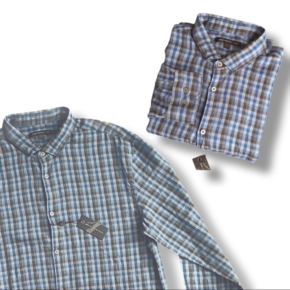 John Varvatos Star USA Fulton Gradient Check L/S Shirt - Picture 6 of 16